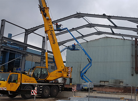 steel framed building construction