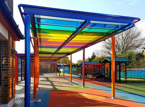 coloured school playground shelter
