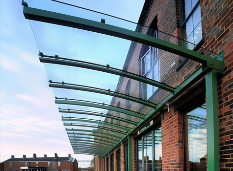 commercial cantilever canopy in green