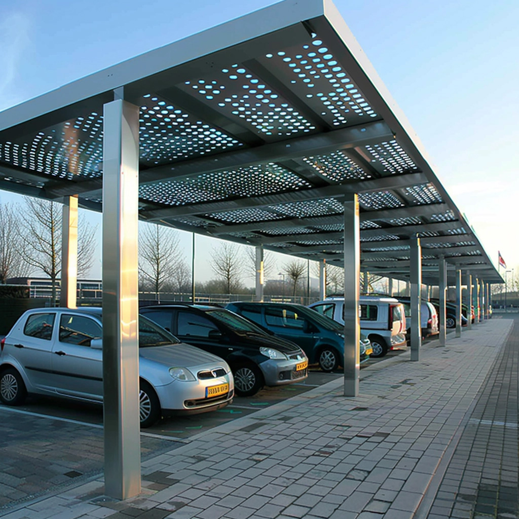 grey steel car park shelter