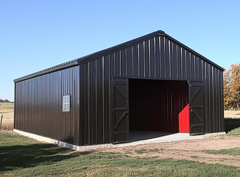 black portal frame shed