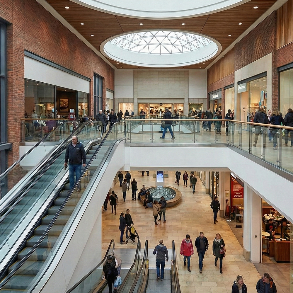 large shopping center mezzanine level