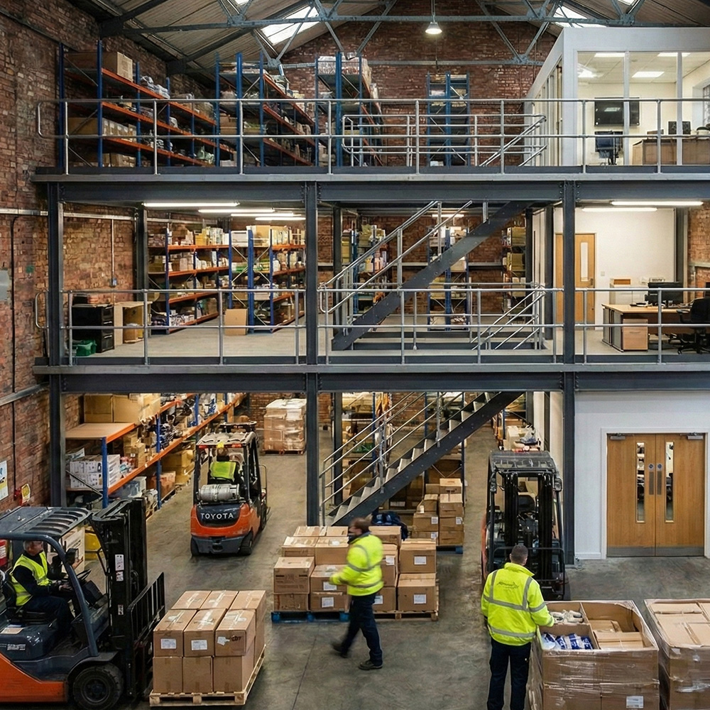 multi-tier-mezzanine-floor-in-manchester-workshop multi tier mezzanine floor in manchester workshop